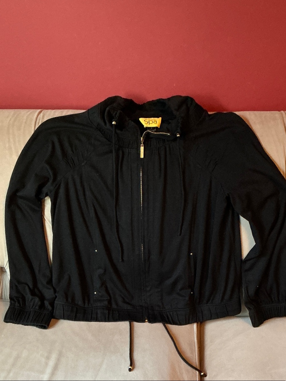 St. John Spa Black Zip-Up with Gold Details